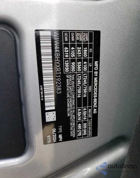 2024 Mercedes-Benz Sprinter 2500 из США, поврежденный, VIN W1W4KBHYXRT192383